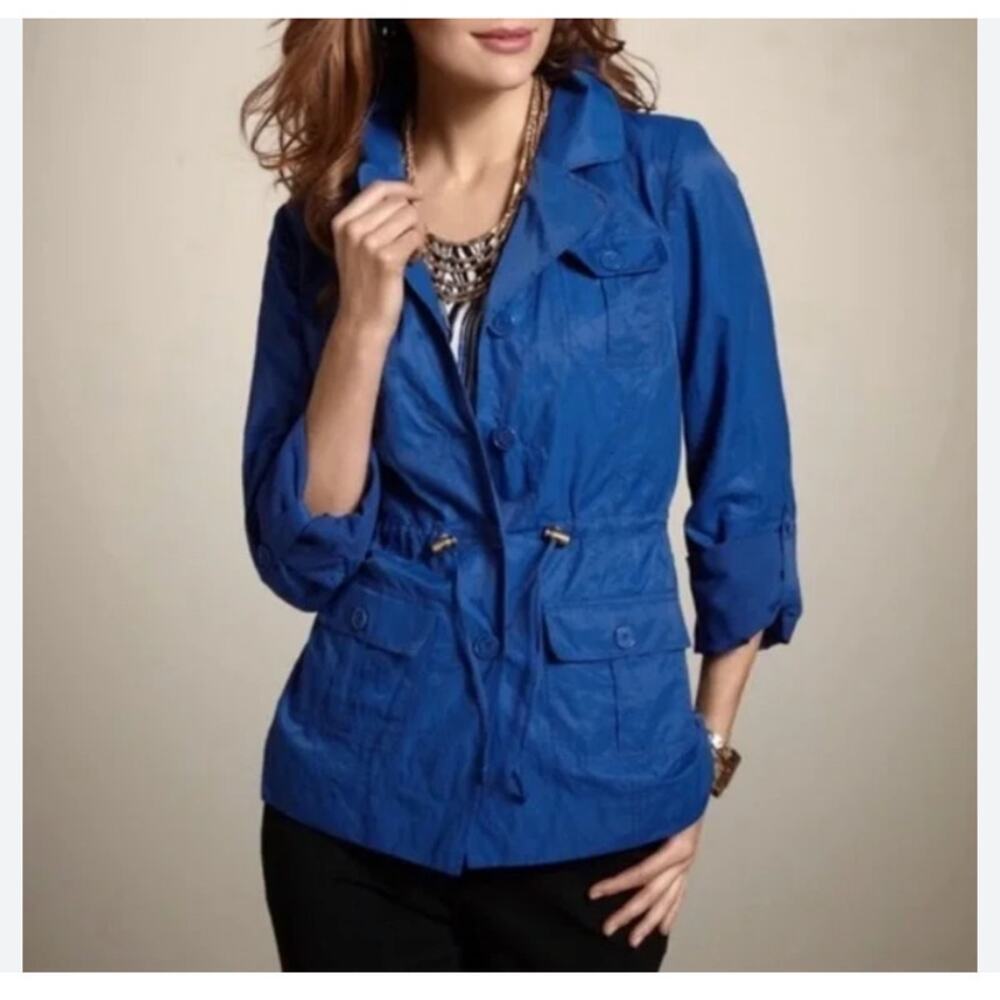 Chico's Royal Blue Lightweight Utility Jacket